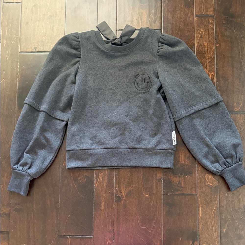 Ganni Bkack Puff Sleeve Hoodie